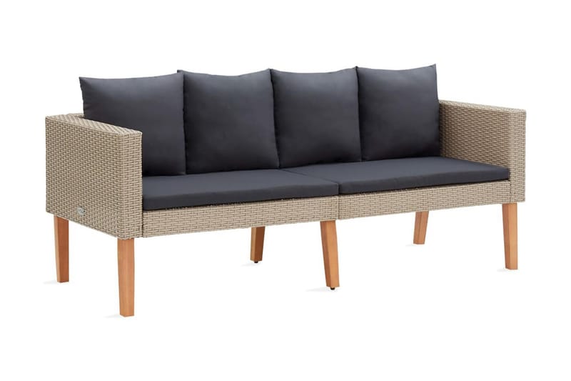 Trädgårdssoffa 2-sits med dynor konstrotting beige - Beige - Loungesoffa - Utesoffa