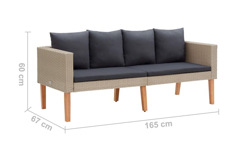 Trädgårdssoffa 2-sits med dynor konstrotting beige - Beige - Loungesoffa - Utesoffa