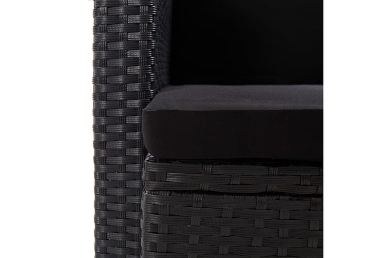 Trädgårdssoffa 2-sits med dynor konstrotting svart - Svart - Utemöbler - Loungemöbler - Loungesoffa