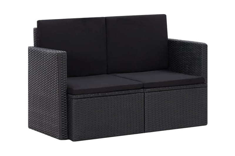 Trädgårdssoffa 2-sits med dynor konstrotting svart - Svart - Utemöbler - Loungemöbler - Loungesoffa
