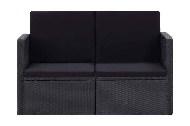Trädgårdssoffa 2-sits med dynor konstrotting svart - Svart - Utemöbler - Loungemöbler - Loungesoffa