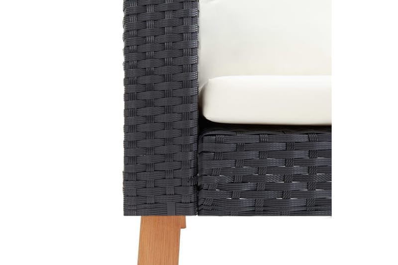 Trädgårdssoffa 2-sits med dynor konstrotting svart - Svart - Utemöbler - Loungemöbler - Loungesoffa