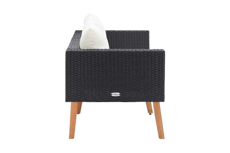 Trädgårdssoffa 2-sits med dynor konstrotting svart - Svart - Utemöbler - Loungemöbler - Loungesoffa