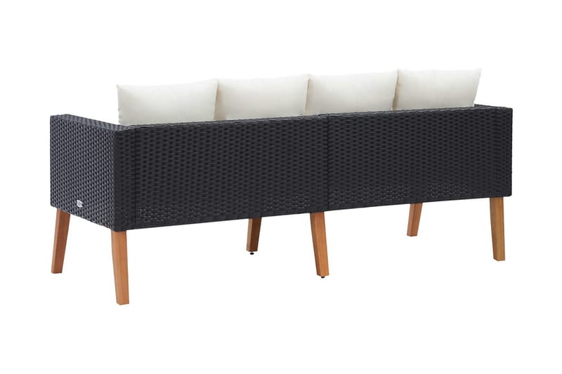 Trädgårdssoffa 2-sits med dynor konstrotting svart - Svart - Utemöbler - Loungemöbler - Loungesoffa