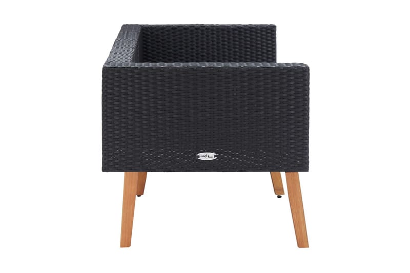 Trädgårdssoffa 2-sits med dynor konstrotting svart - Svart - Utemöbler - Loungemöbler - Loungesoffa