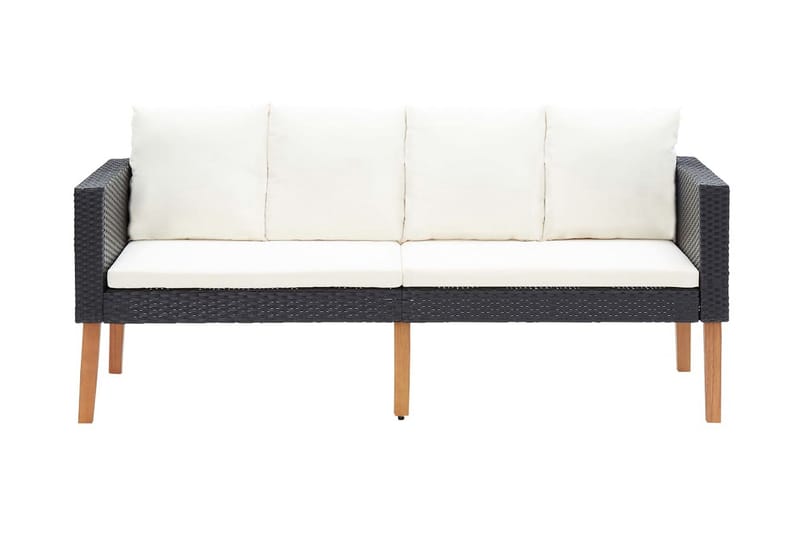 Trädgårdssoffa 2-sits med dynor konstrotting svart - Svart - Utemöbler - Loungemöbler - Loungesoffa