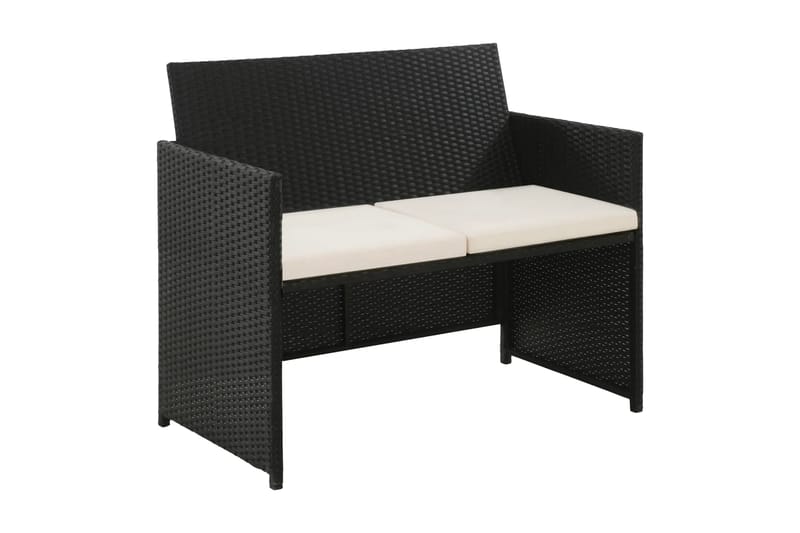 Trädgårdssoffa 2-sits med dynor konstrotting svart - Svart - Utemöbler - Loungemöbler - Loungesoffa