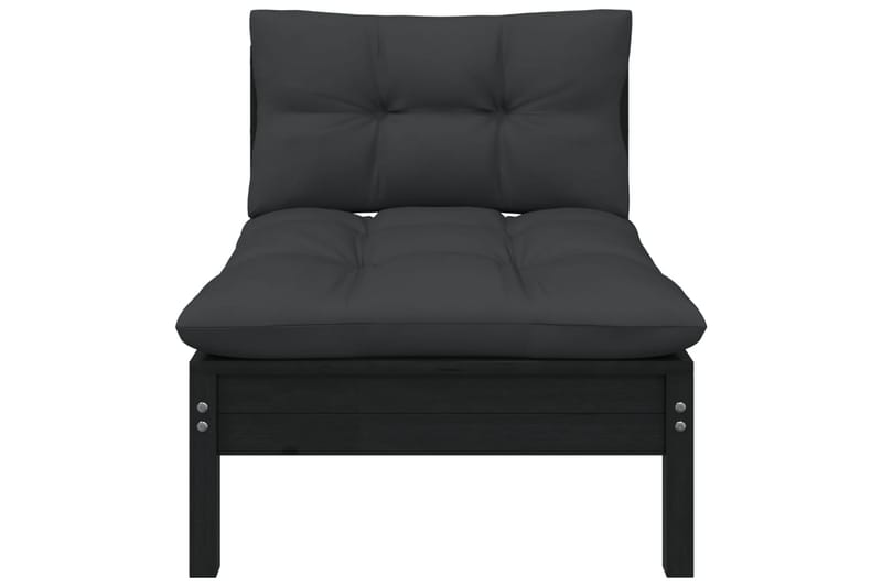 Trädgårdssoffa 2-sits med dynor svart massiv furu - Svart - Utemöbler - Loungemöbler - Loungesoffa