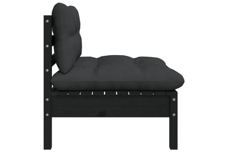 Trädgårdssoffa 2-sits med dynor svart massiv furu - Svart - Utemöbler - Loungemöbler - Loungesoffa