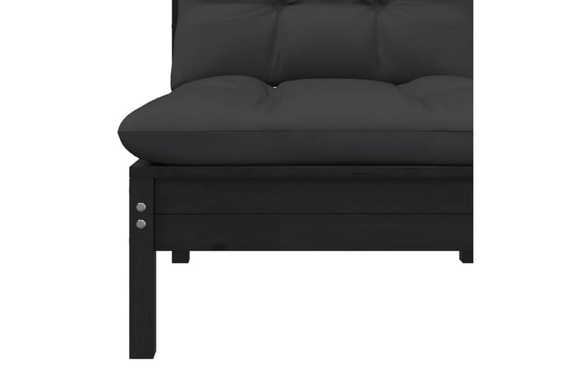 Trädgårdssoffa 2-sits med dynor svart massiv furu - Svart - Utemöbler - Loungemöbler - Loungesoffa