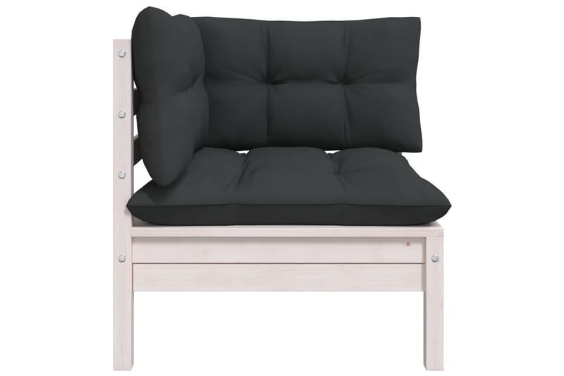 Trädgårdssoffa 2-sits med dynor vit massiv furu - Vit - Utemöbler - Loungemöbler - Loungesoffa