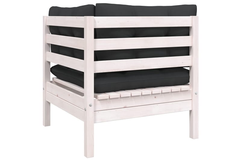 Trädgårdssoffa 2-sits med dynor vit massiv furu - Vit - Utemöbler - Loungemöbler - Loungesoffa