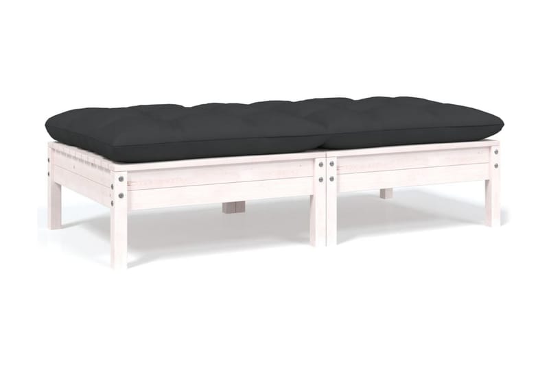Trädgårdssoffa 2-sits med dynor vit massiv furu - Vit - Utemöbler - Loungemöbler - Loungesoffa