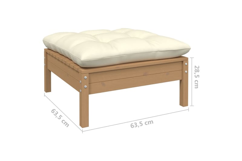 Trädgårdssoffa 2-sits med gräddvita dynor massiv furu - Brun - Utemöbler - Loungemöbler - Loungesoffa