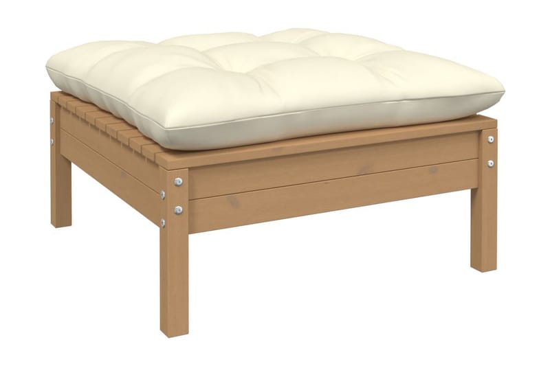 Trädgårdssoffa 2-sits med gräddvita dynor massiv furu - Brun - Utemöbler - Loungemöbler - Loungesoffa
