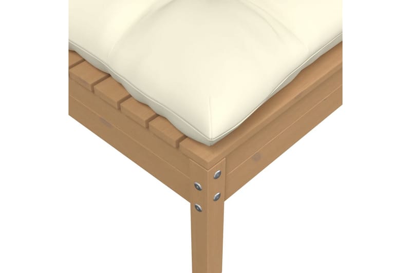 Trädgårdssoffa 2-sits med gräddvita dynor massiv furu - Brun - Utemöbler - Loungemöbler - Loungesoffa