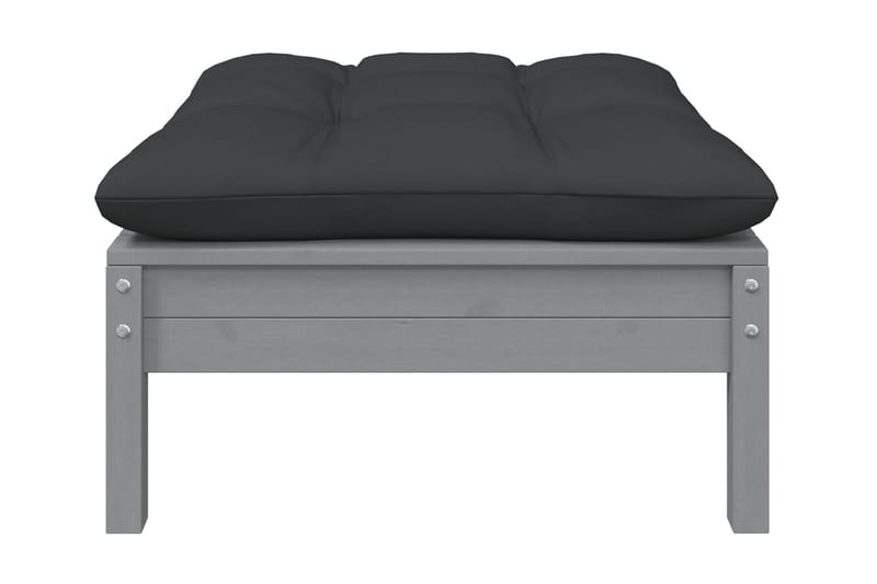 Trädgårdssoffa 2-sits med grå dynor massiv furu - Grå - Utemöbler - Loungemöbler - Loungesoffa