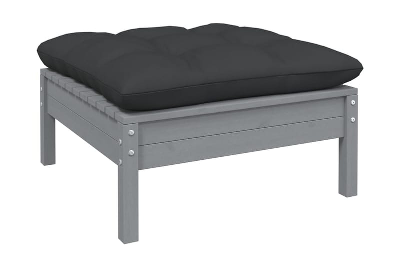 Trädgårdssoffa 2-sits med grå dynor massiv furu - Grå - Utemöbler - Loungemöbler - Loungesoffa