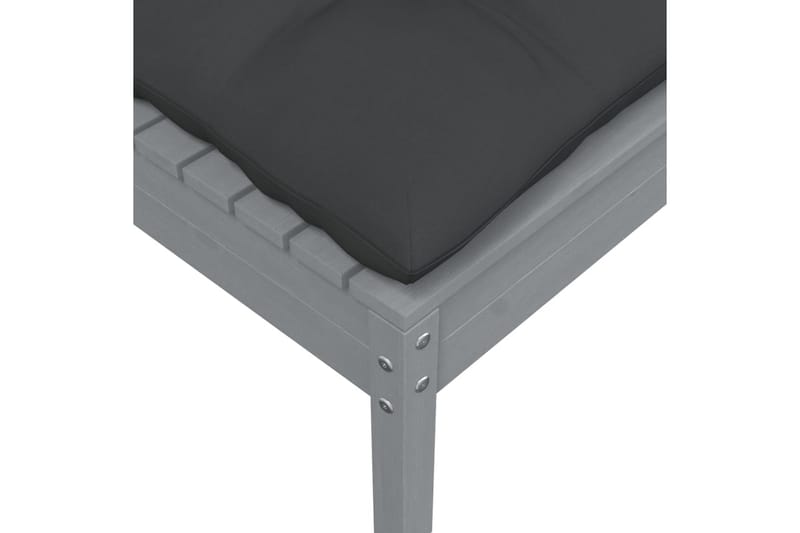 Trädgårdssoffa 2-sits med grå dynor massiv furu - Grå - Utemöbler - Loungemöbler - Loungesoffa