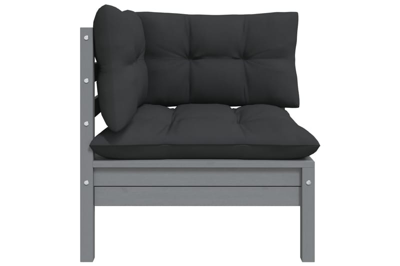 Trädgårdssoffa 2-sits med grå dynor massiv furu - Grå - Utemöbler - Loungemöbler - Loungesoffa