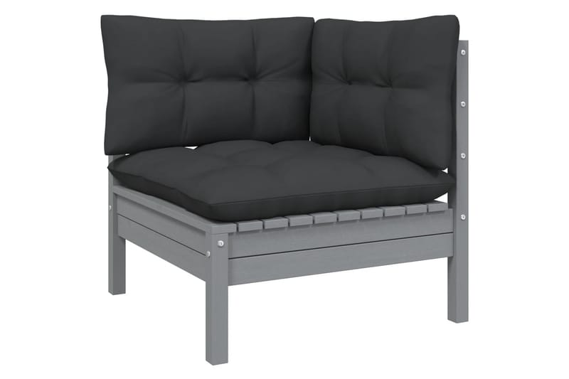 Trädgårdssoffa 2-sits med grå dynor massiv furu - Grå - Utemöbler - Loungemöbler - Loungesoffa