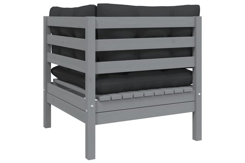 Trädgårdssoffa 2-sits med grå dynor massiv furu - Grå - Utemöbler - Loungemöbler - Loungesoffa