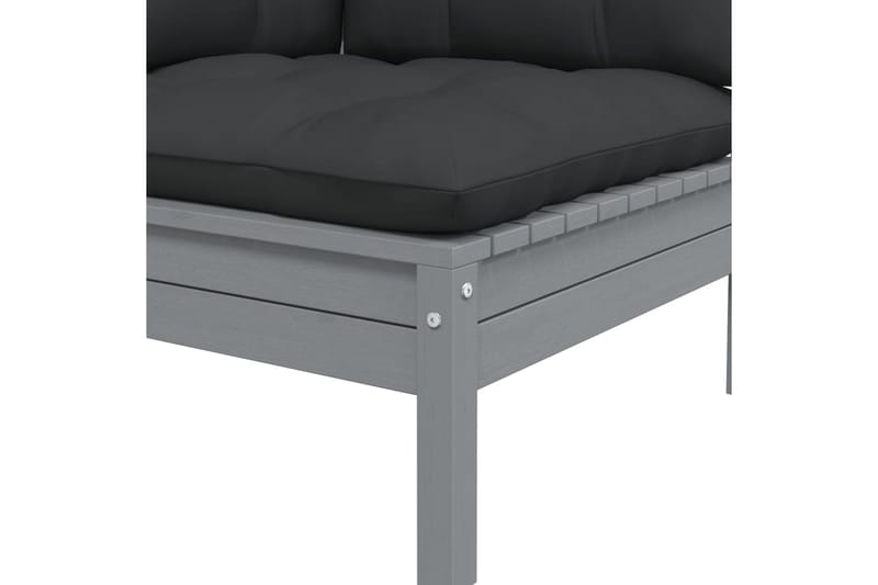 Trädgårdssoffa 2-sits med grå dynor massiv furu - Grå - Utemöbler - Loungemöbler - Loungesoffa