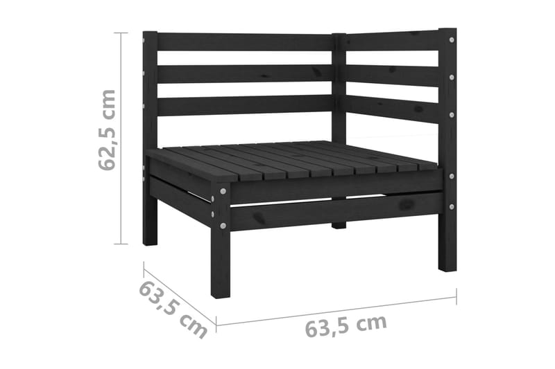 Trädgårdssoffa 2-sits svart massiv furu - Svart - Loungesoffa - Utesoffa