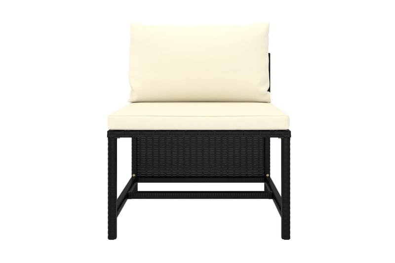 Trädgårdssoffa 3-sits med dynor svart konstrotting - Svart - Utemöbler - Loungemöbler - Loungesoffa