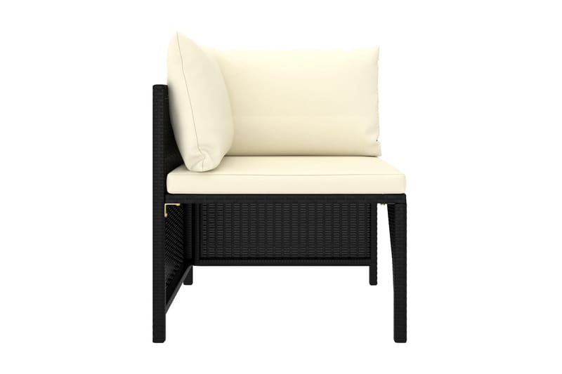 Trädgårdssoffa 3-sits med dynor svart konstrotting - Svart - Utemöbler - Loungemöbler - Loungesoffa