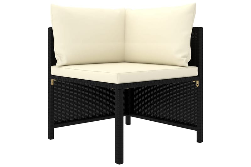 Trädgårdssoffa 3-sits med dynor svart konstrotting - Svart - Utemöbler - Loungemöbler - Loungesoffa