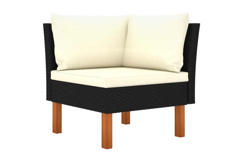 Trädgårdssoffa 3-sits med dynor svart konstrotting - Svart - Utemöbler - Loungemöbler - Loungesoffa