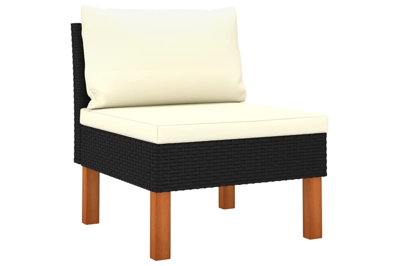 Trädgårdssoffa 3-sits med dynor svart konstrotting - Svart - Utemöbler - Loungemöbler - Loungesoffa