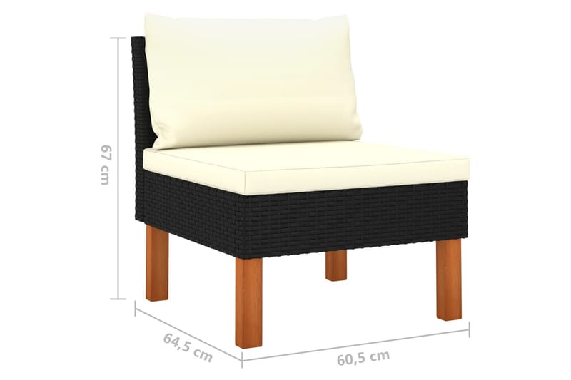 Trädgårdssoffa 3-sits med dynor svart konstrotting - Svart - Utemöbler - Loungemöbler - Loungesoffa