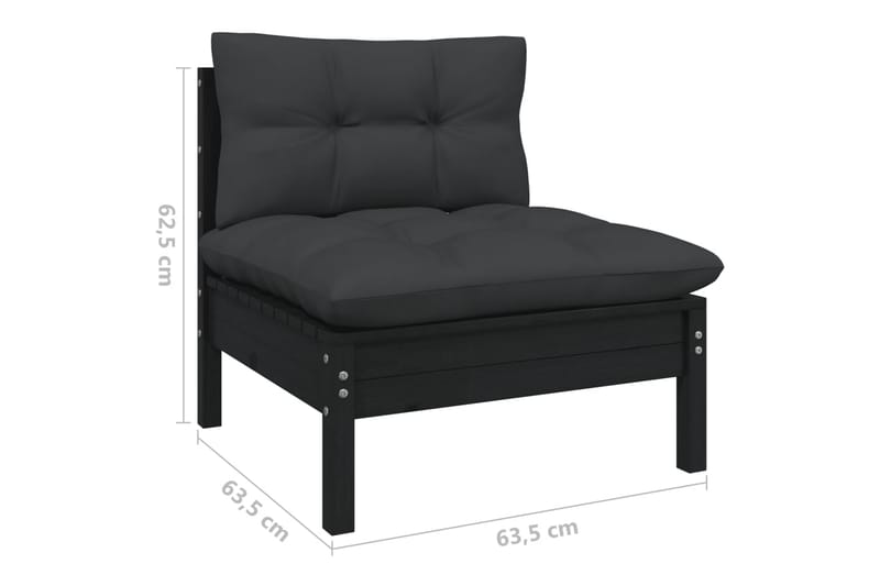 Trädgårdssoffa 4-sits med antracit dynor massiv furu - Svart - Utemöbler - Loungemöbler - Loungesoffa
