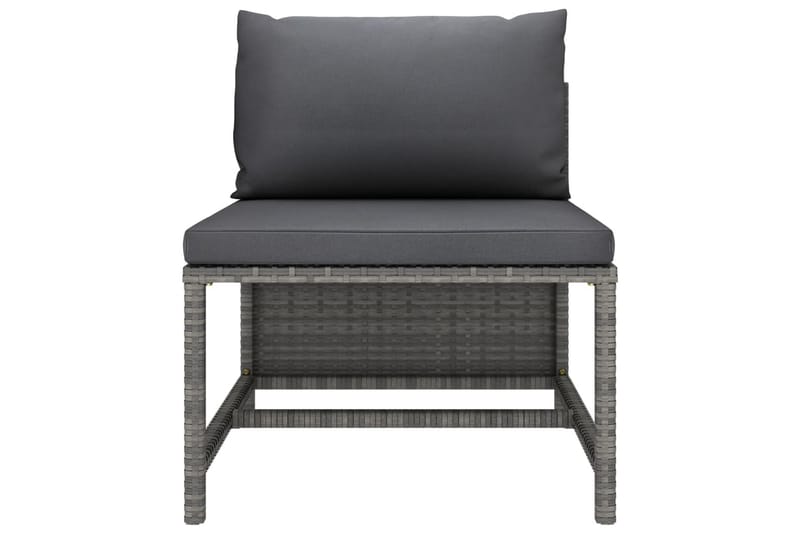 Trädgårdssoffa 4-sits med dynor konstrotting grå - Grå - Utemöbler - Loungemöbler - Loungesoffa