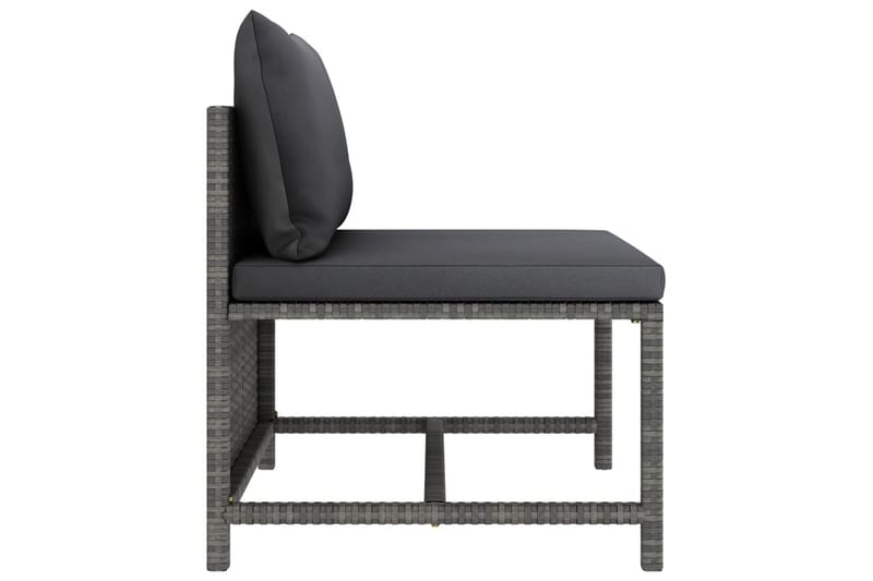 Trädgårdssoffa 4-sits med dynor konstrotting grå - Grå - Utemöbler - Loungemöbler - Loungesoffa