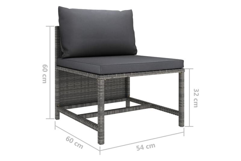 Trädgårdssoffa 4-sits med dynor konstrotting grå - Grå - Utemöbler - Loungemöbler - Loungesoffa