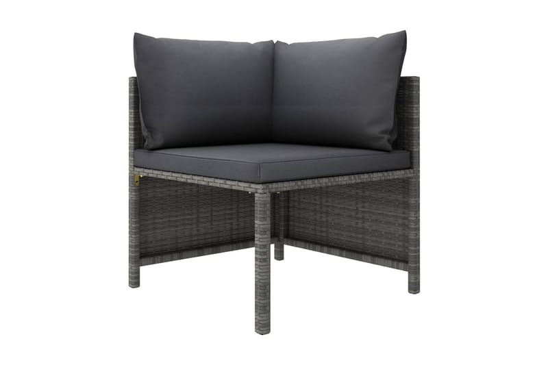 Trädgårdssoffa 4-sits med dynor konstrotting grå - Grå - Utemöbler - Loungemöbler - Loungesoffa
