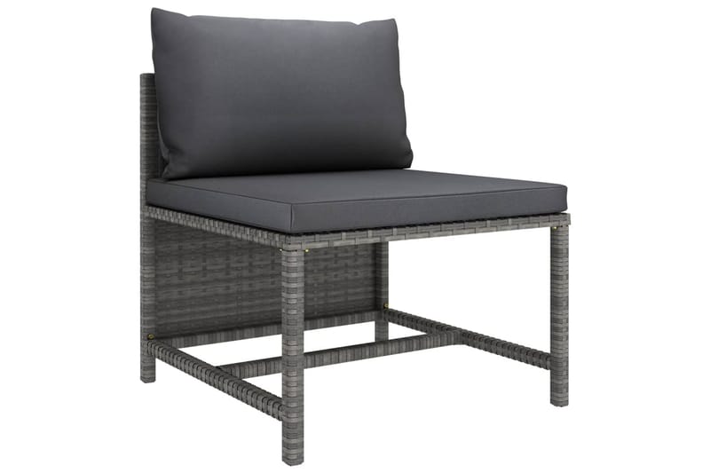 Trädgårdssoffa 4-sits med dynor konstrotting grå - Grå - Utemöbler - Loungemöbler - Loungesoffa