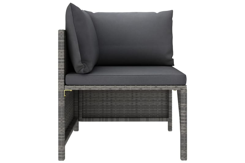 Trädgårdssoffa 4-sits med dynor konstrotting grå - Grå - Utemöbler - Loungemöbler - Loungesoffa