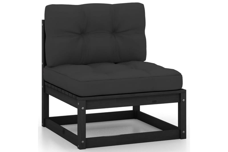 Trädgårdssoffa 4-sits med dynor massiv furu - Svart - Utemöbler - Loungemöbler - Loungesoffa