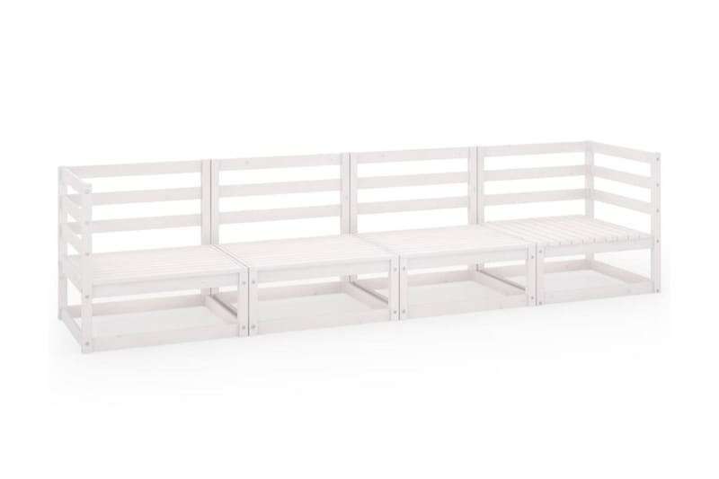 Trädgårdssoffa 4-sits vit massiv furu - Vit - Utemöbler - Loungemöbler - Loungesoffa