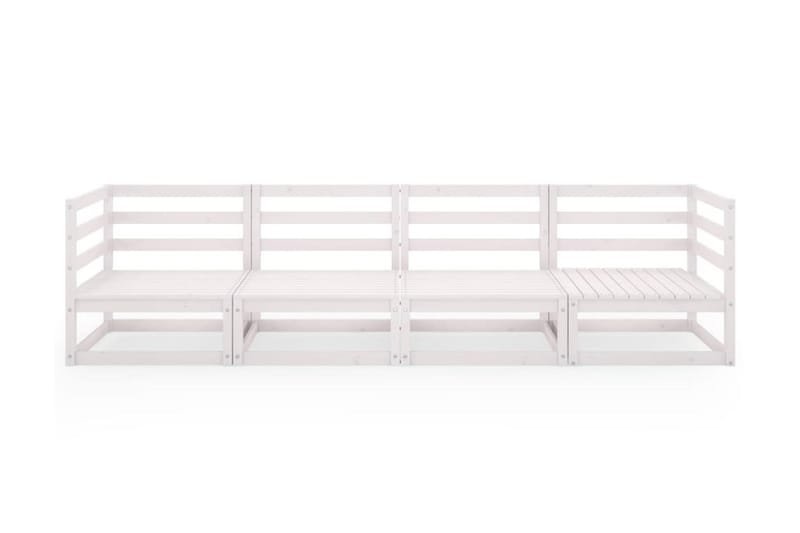 Trädgårdssoffa 4-sits vit massiv furu - Vit - Utemöbler - Loungemöbler - Loungesoffa