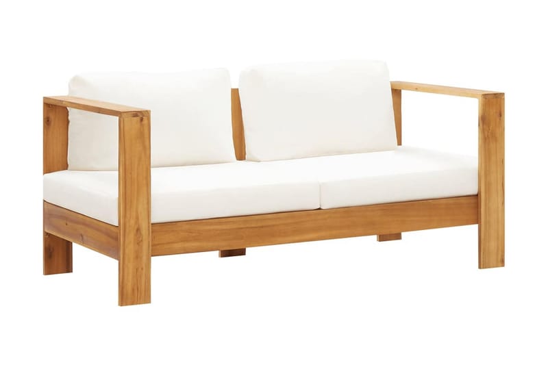 Trädgårdssoffa med dyna 140 cm massivt akaciaträ gräddvit - Vit - Utemöbler - Loungemöbler - Loungesoffa
