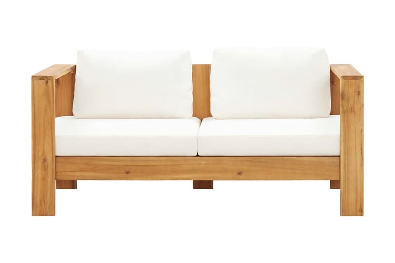 Trädgårdssoffa med dyna 140 cm massivt akaciaträ gräddvit - Vit - Utemöbler - Loungemöbler - Loungesoffa