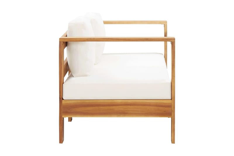 Trädgårdssoffa med dyna 140 cm massivt akaciaträ gräddvit - Vit - Utemöbler - Loungemöbler - Loungesoffa
