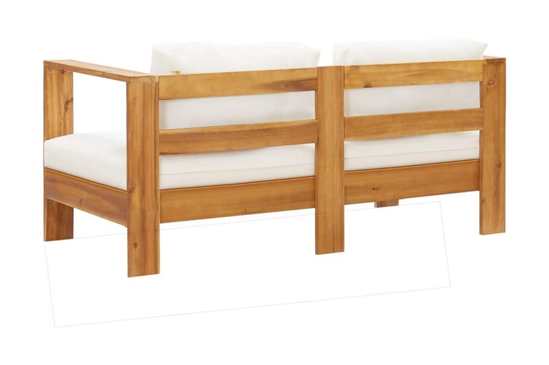 Trädgårdssoffa med dyna 140 cm massivt akaciaträ gräddvit - Vit - Utemöbler - Loungemöbler - Loungesoffa