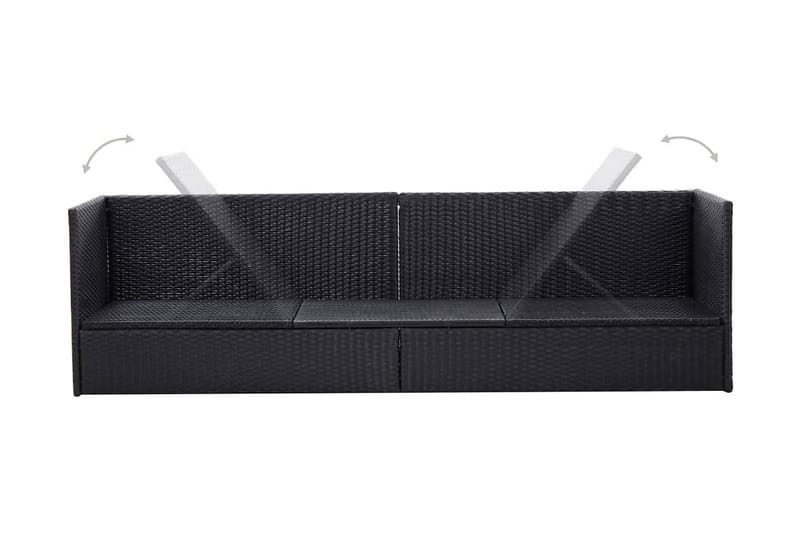 Trädgårdssoffa med dyna och kudde konstrotting svart - Svart - Utemöbler - Loungemöbler - Loungesoffa