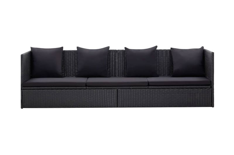 Trädgårdssoffa med dyna och kudde konstrotting svart - Svart - Utemöbler - Loungemöbler - Loungesoffa